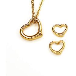 RAYMONDS BOUTIQUE 14K Rose Gold Silver Plated Open Heart Shape Floating Love Pendant Necklace and Earrings Jewelry Set for Women, Girls, Teens, Kids with Adjustable Chain