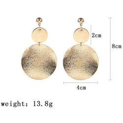 ONLYJUMP Shimmering Round Disc Metal Dangle Earrings for Women Girls Fashion Retro Frosted Gold Silver Big Circle Geometric Statement Ear Jewelry