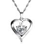 DEPHINI - White Heart Necklace - 925 Sterling Silver - Branded A+ Cubic Zirconia Crystal Pendant Birthstone - Fine Jewellery Love - 18'' Premium Rhodium Plated Silver Chain - Gifts for Women
