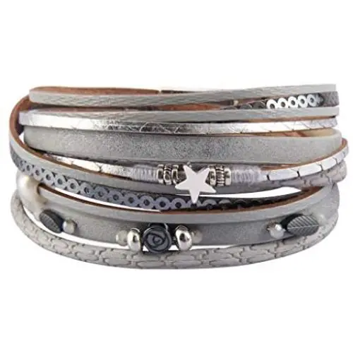 GelConnie Women’s Leather Wrap Bracelet Multiple Layer Cuff Bracelets Bohemian Jewelry for Sister, Wife GelConnie Women’s Leather Wrap Bracelet Multiple Layer Cuff Bracelets Bohemian Jewelry for Sister, Wife