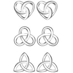 Celtic Earrings Sterling Silver Hypoallergenic Knot Studs Trinity Triquetra Earrings Pierced Jewelry Gift for Women Girls
