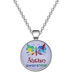 KEYCHIN Autism Gift Autism Awareness Necklace Autism Mom Jewellery Autism Personalized Colorful Butterfly Necklace Autism Teacher Appreciation Gift