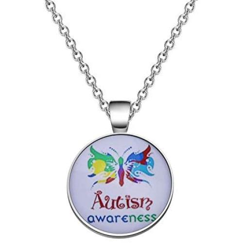 KEYCHIN Autism Gift Autism Awareness Necklace Autism Mom Jewellery Autism Personalized Colorful Butterfly Necklace Autism Teacher Appreciation Gift