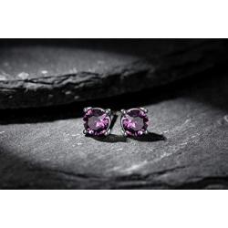 Swarovski Stud Earrings for Women - 925 Sterling Silver Crystal Earrings - Birthstone Earrings Studs for Girls - Amethyst Crystal From Swarovski By GoSparkling Allergy-Free Passed SGS Inspection