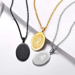 PROSTEEL Guadalupe Necklace,Mother Mary Pendant & Chain,Religious Christian Jewelry, 18K Gold Plated,Stainless Steel
