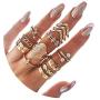 CSIYAN 9-15 Pieces Stackable Knuckle Ring Set,Boho Vintage Crystal Stacking Midi Finger Rings for Women Teen Girls Fashion Multiple Rings Pack Size 5-10