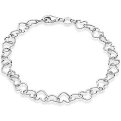 Miabella Sterling Silver Italian 5mm Rolo Heart Link Chain Bracelet for Women Teen Girls 6.5, 7, 7.5, 8 Inch Made in Italy