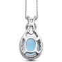 Jewelili Sterling Silver Blue Topaz Oval with Blue and White Diamond Knot Pendant Necklace, 18'' Rolo Chain