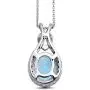 Jewelili Sterling Silver Blue Topaz Oval with Blue and White Diamond Knot Pendant Necklace, 18'' Rolo Chain Jewelili Sterling Silver Blue Topaz Oval with Blue and White Diamond Knot Pendant Necklace, 18'' Rolo Chain