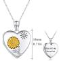 JUSTKIDSTOY Sunflower Locket Necklace You are My Sunshine Necklace 925 Sterling Silver Heart Locket Necklace That Holds Pictures Jewelry Gifts for Women, Wife, Mother