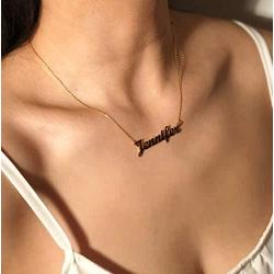 Custom Name Necklace Personalized,Name Plate Necklace 18K Gold Jewelry Gift for Women