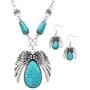 Rosemarie Collections Women’s Statement Teardrop Turquoise with Angel Wings Necklace Earrings Set