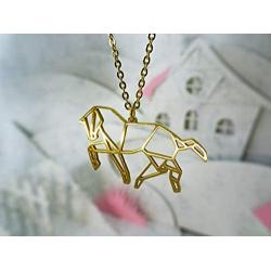 La Menagerie Horse Gold Origami Jewelry & Gold Geometric Necklace – 18 Karat Plated Gold Necklace & Horse Necklaces for Women – Horse Necklace for Girls & Origami Necklace