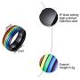 yfstyle Rainbow Pride Rings for Women Men Gay Lesbian 8mm Stainless Steel Engagement Rings Black Silver Plated LGBT Ring Size 6 to 15 LGBTQ Jewelry Gifts