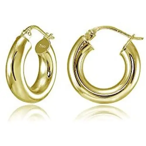 Hoops & Loops - Sterling Silver 4mm High Polished Click Top Hoop Earrings in Sizes 15mm - 25mm | Sterling Silver, Yellow & Rose Gold Flash Plated Hoops & Loops - Sterling Silver 4mm High Polished Click Top Hoop Earrings in Sizes 15mm - 25mm | Sterling Silver, Yellow & Rose Gold Flash Plated