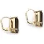 18K Yellow Gold Plated Emerald Cut Genuine Smoky Quartz Drop Earrings (16x10.5mm)