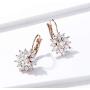 BAMOER 18K Rose Gold Plated Snowflake Leverback Earrings with Cubic Zirconia for Women CZ Jewelry Fashion Drop Earrings 3 Style