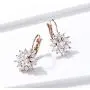 BAMOER 18K Rose Gold Plated Snowflake Leverback Earrings with Cubic Zirconia for Women CZ Jewelry Fashion Drop Earrings 3 Style