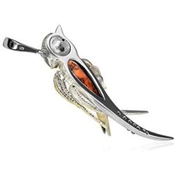 Ian and Valeri Co. Amber Sterling Silver Parrot Pendant