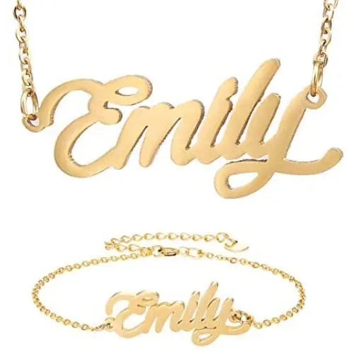 HUAN XUN Custom Name Necklace Personalized Initial Necklaces in Golden Silver HUAN XUN Custom Name Necklace Personalized Initial Necklaces in Golden Silver