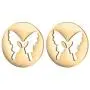 Vocheng Gold Monarch Butterfly and Earring Sets for Women Teen Girls,Hollow Out 316L Stainless Steel Pendant Necklace and Round Stud Piercing Earrings, with Fine Gift Box and Cute Card Jewelry Set