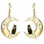 Cute Cat Moon Earrings Animal Earrings Hollow moon cat earrings Jewelry Gift for Women