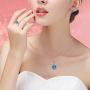 Uloveido Good Luck Big Round Shape Crystal Drop Pendant Necklace, Earrings and Rings Wedding Jewelry Set for Bridal Women Birthday Anniversary T484