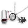 Jovivi Personalized Custom Stainless Steel Pet Puppy Dog Paw Charm Cylinder Urn Necklace Keychain for Ashes Memorial Keepsake Pendant Cremation Jewelry with Filler Kit and Box