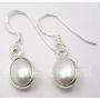 SilverStarJewel 925 Sterling Silver White Oval Pearl June Birthstone French Hook Earrings 1''
