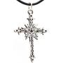 Trilogy Jewelry Pewter Gothic Cross with Pentagram Star Pendant on Leather Necklace
