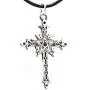 Trilogy Jewelry Pewter Gothic Cross with Pentagram Star Pendant on Leather Necklace Trilogy Jewelry Pewter Gothic Cross with Pentagram Star Pendant on Leather Necklace