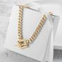 CIUNOFOR Square Toggle Clasp Chain Necklace Chunky Miami Cuban Link for Women Girls 14K Gold Plated Stainless Steel Vintage Curb Chain Necklace
