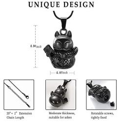 Cremation Jewelry Fortune Cat Pendant Pet Urn Necklace Ashes Keepsake Holder Memorial Urn Necklace Gifts for Pet Lovers