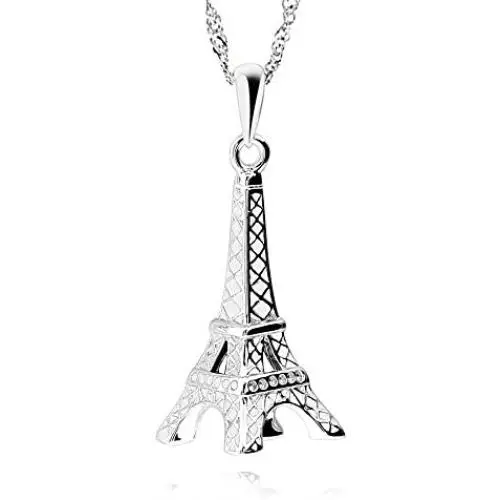 GemsChest Sterling Silver Eiffel Tower Pendant Necklace Paris Jewelry for Women with 18'' Silver Chain GemsChest Sterling Silver Eiffel Tower Pendant Necklace Paris Jewelry for Women with 18'' Silver Chain