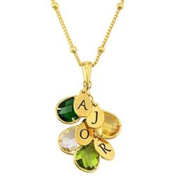 MyNameNecklace Personalized Drop Necklace Sterling Silver 925 Glass Birthstones for Mom-Custom Initials