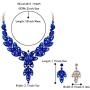 BriLove Womens Wedding Bridal Crystal Multi Teardrop-Shape Flower Hollow Enamel Statement Necklace Dangle Earrings Set