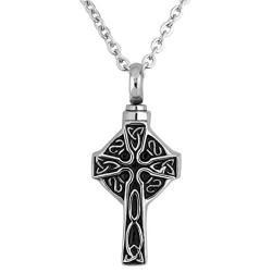 Cool Jewelry Stainless Steel Religion Cross Cemation Memorial Urn Pendant for Ashes Keepsake Jewelry