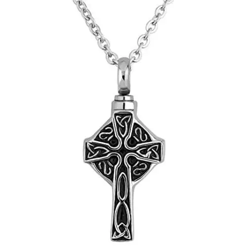 Cool Jewelry Stainless Steel Religion Cross Cemation Memorial Urn Pendant for Ashes Keepsake Jewelry