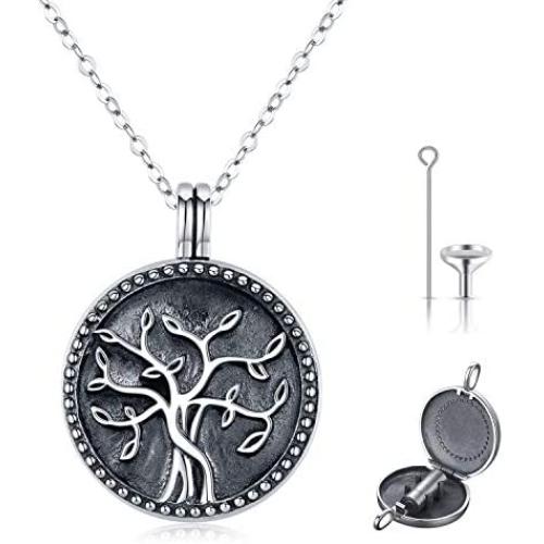 JUSTKIDSTOY Cremation Jewelry for Ashes 925 Sterling Silver Tree of Life Urn Necklace of Ashes Memorial Keepsake Family Jewelry Gifts for Women Men