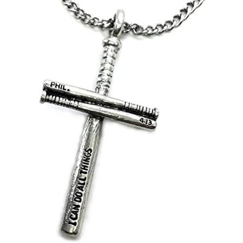 FORGIVEN JEWELRY Baseball Bat Cross Necklace Chain