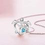 Distance Health and Longevity Mom and Baby Sea Turtle Pendant Necklace for Women 925 Sterling Silver Love Heart Jewelry Gifts for Women Girls Mother Wife