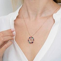 ENZOMAR Peacock Necklace for Women - Long Distance Relationships Gifts, Crystal Necklace for Women, Mother in Law Gifts from Daughter in Law, Mom Birthday Gifts from Daughter, Healing Crystals Jewelry, Mama Necklace, Sterling Silver Rose Gold Pendant