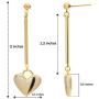 Cowlyn Heart Earrings Love Pendant Long 925 Silver Needle 14K Gold Dangle Drop Stud Cute Jewelry Gift for Women