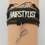 Tattooshe nfinity Love Hairstylist Bracelets & Bangles Scissor Charm Braided Leather Bracelet wrap Jewelry