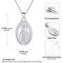 Nofade Silver Personalized Virgin Mary Necklace 925 Sterling Silver Religious Christian Jewelry Oval Medal Coin Pendant Necklace for Women Men