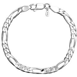 LeCalla Links Sterling Silver Jewelry 5 MM Figaro Chain Bracelet for Teen Women and Men (7, 7.5, 8, 8.5, 9 Inches)