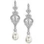 EVER FAITH 925 Sterling Silver CZ Freshwater Cultured Pearl Vintage 1920s Teardrop Chandelier Dangle Wedding Earrings
