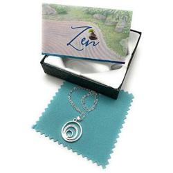 Smiling Wisdom - Zen Balance Gift Set - 3 Round Circles Balancing Necklace - Cubic Zircon - Mini Keepsake Card - Joy, Happiness, Serenity - Woman Jewelry Gifts for Her Woman Friend - .925 Silver Plated, CZ