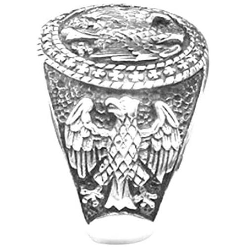 ABJFJE Mens Large Statement Eagle Ring Vintage Silver American Domineering Eagle Rings Retro Punk Biker Band Jewelry for Men Boy