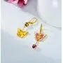AOBOCO 18K Gold Plated Sterling Silver Butterfly Drop Dangle Earrings, Purple Enameled Leverback Dangle Earrings with Love Heart Crystals from Austria, Birthday Gifts for Women Girls